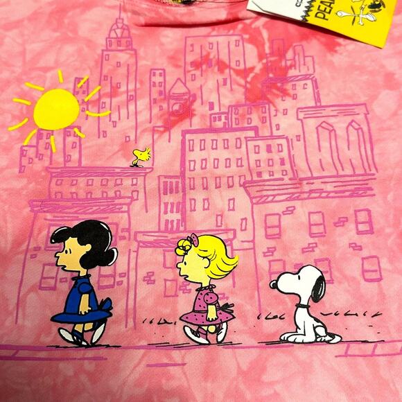 Appaman Peanuts Pink Tie Dye Long Sleeve Tee Size 5 Snoopy Lucy Sally NWT - Picture 2 of 5